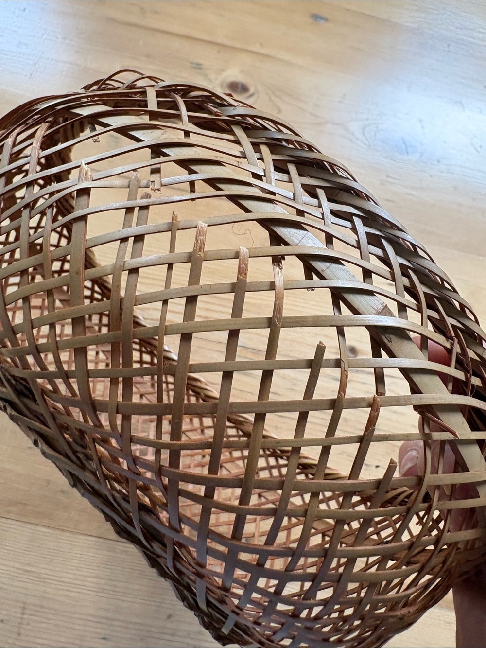 Vintage Reed and Rattan Round Basket - Picture 4 of 8